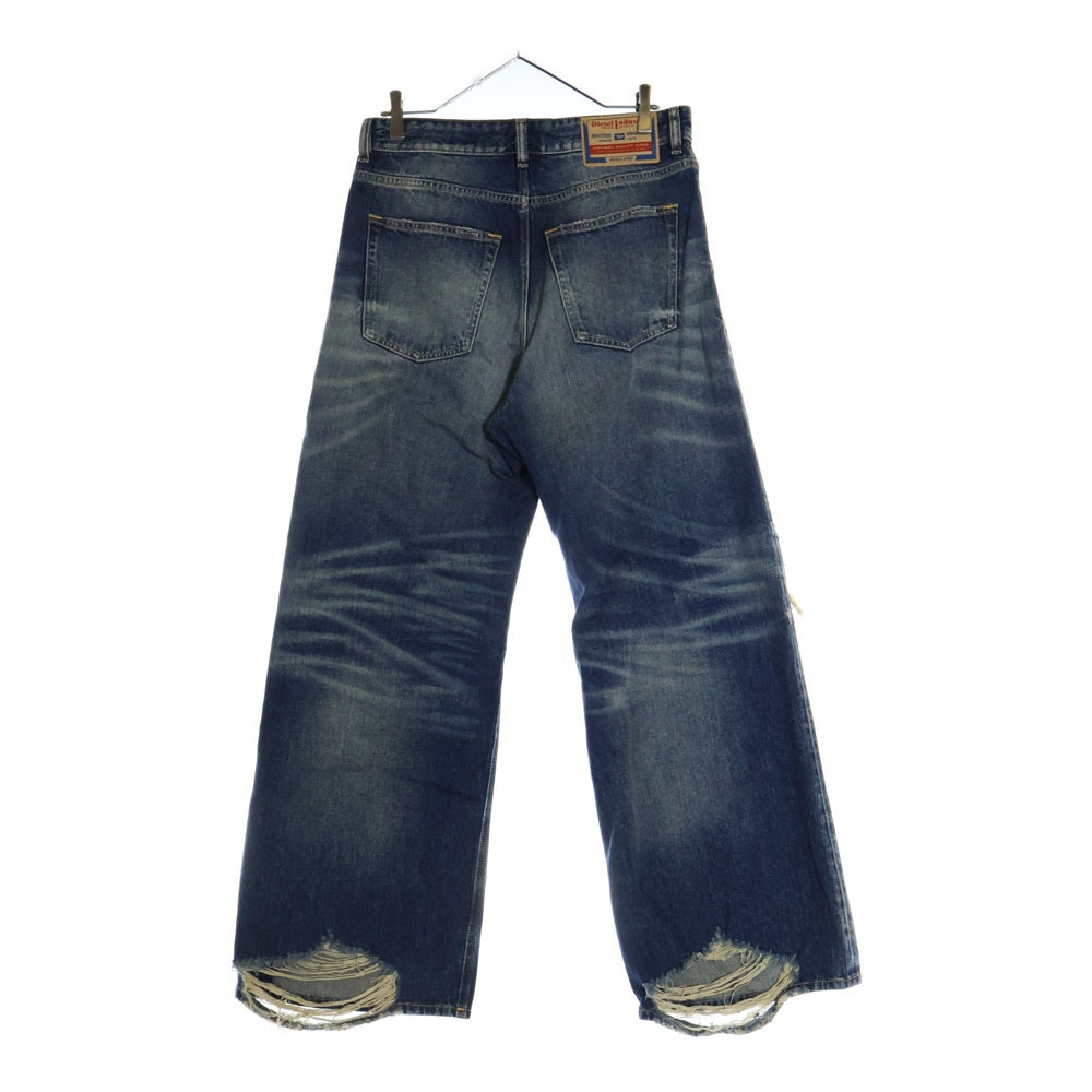 DIESEL(ディーゼル) D-Rise A06371 ダメージ加工 ワイドストレート デニムパンツ インディゴ