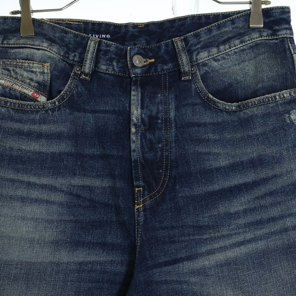 DIESEL(ディーゼル) D-Rise A06371 ダメージ加工 ワイドストレート デニムパンツ インディゴ