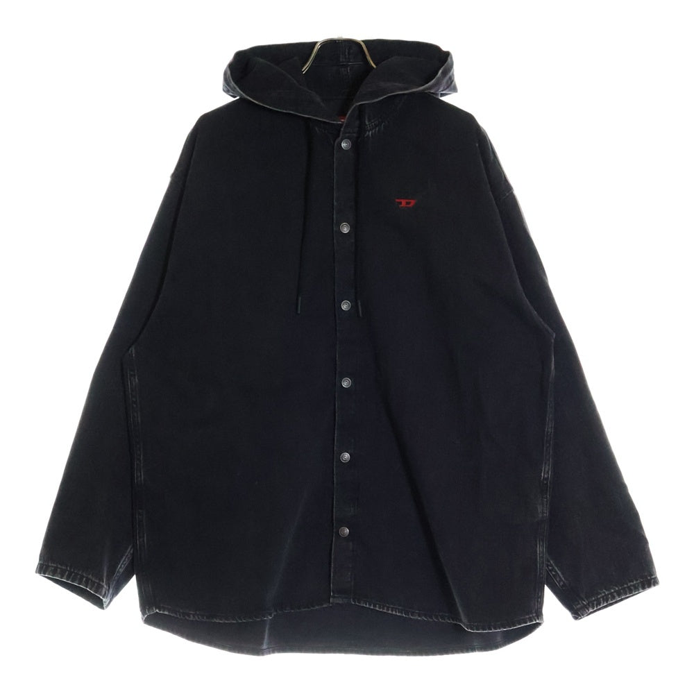 DIESEL(ディーゼル) Hybrid shirt in Tencel denim d-dewny-hood A13033 フード付き ハイブリット デニムジャケット フーディー ブラック