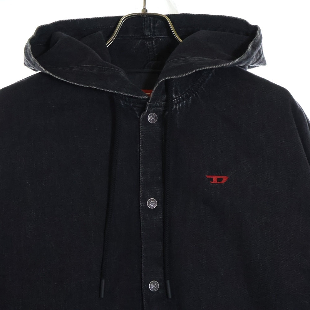 DIESEL(ディーゼル) Hybrid shirt in Tencel denim d-dewny-hood A13033 フード付き ハイブリット デニムジャケット フーディー ブラック
