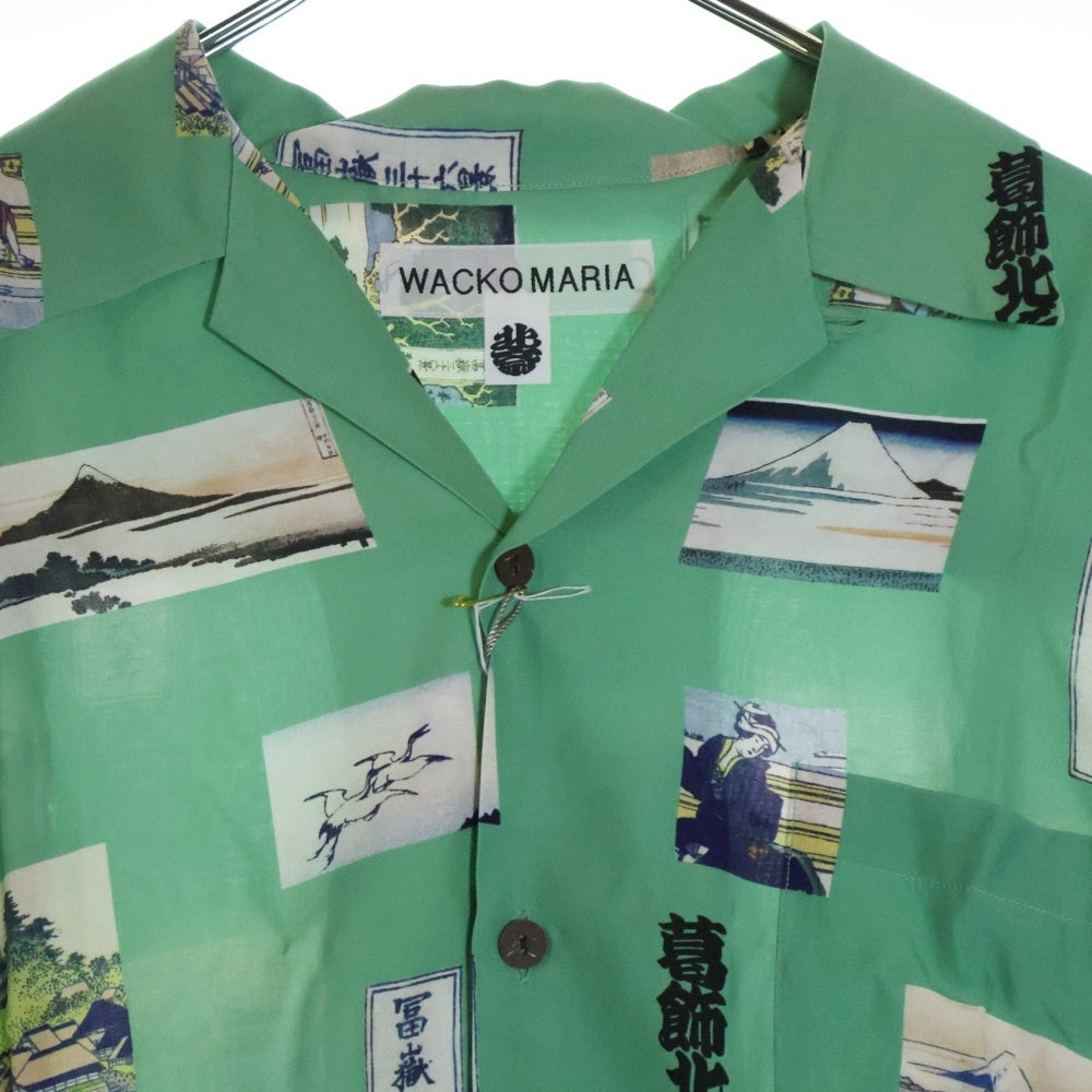 WACKO MARIA(ワコマリア) 葛飾北斎 絵画プリント HOKUSAI-WM-HI01 レーヨンアロハシャツ グリーン