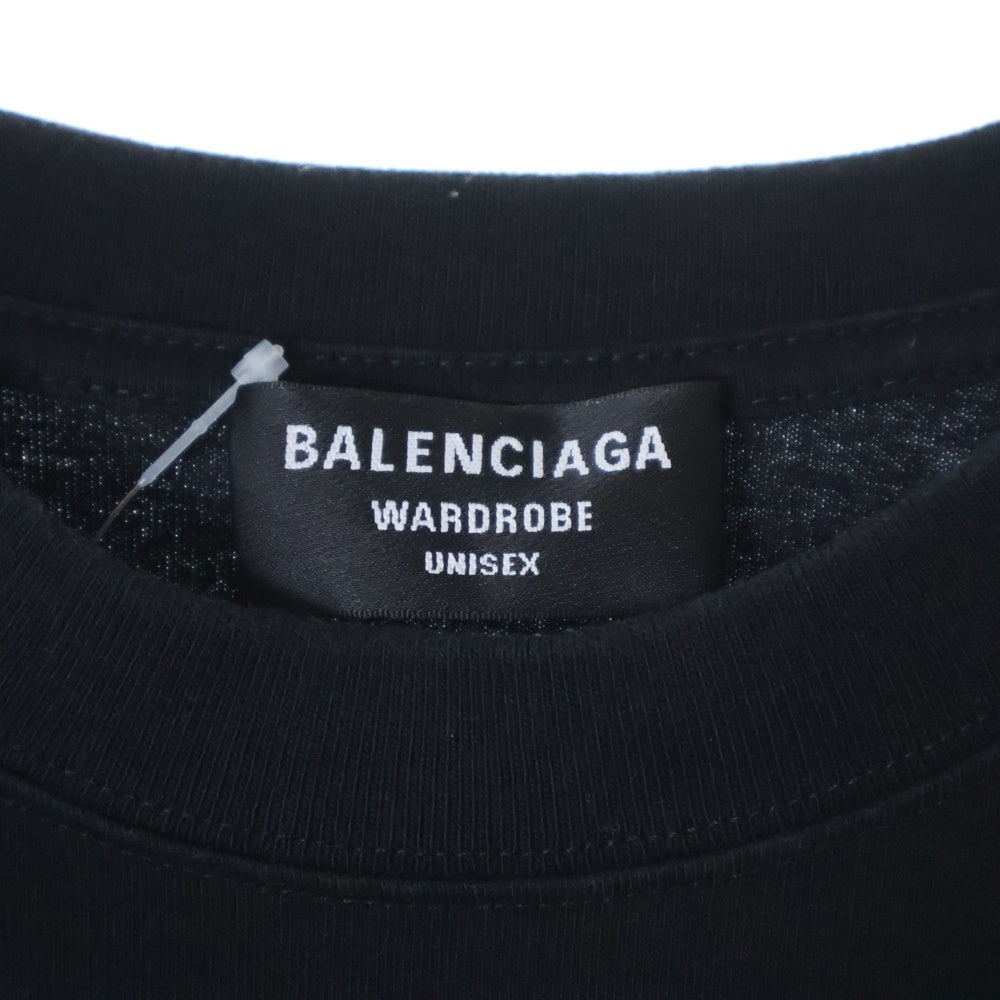 BALENCIAGA(バレンシアガ) キャンペーンロゴ刺繍 半袖Tシャツ カットソー 641675 TKVJ1 ブラック