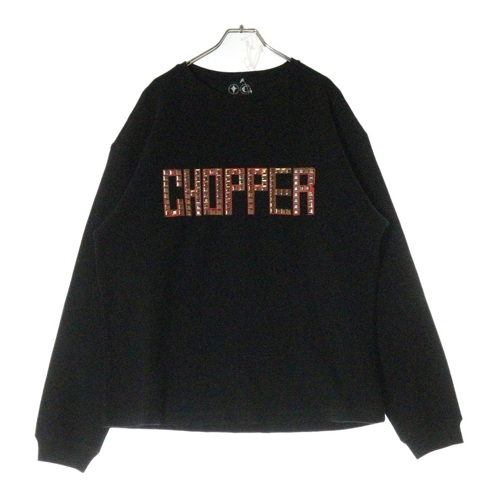 THUG CLUB(サグクラブ) 25SS CHOPPER GARAGE SWEAT チョッパー ガレージロゴスタッズ装飾スウェットトレーナー ブラック TCSS25019