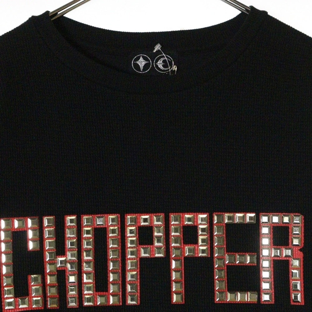 THUG CLUB(サグクラブ) 25SS CHOPPER GARAGE SWEAT チョッパー ガレージロゴスタッズ装飾スウェットトレーナー ブラック TCSS25019