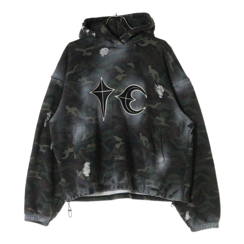 THUG CLUB(サグクラブ) 25SS SPRAYED CAMOFLAGE ROCK HOODIE スプレーカモフラージュロックフーディーパーカー TC25SS0301 カーキ