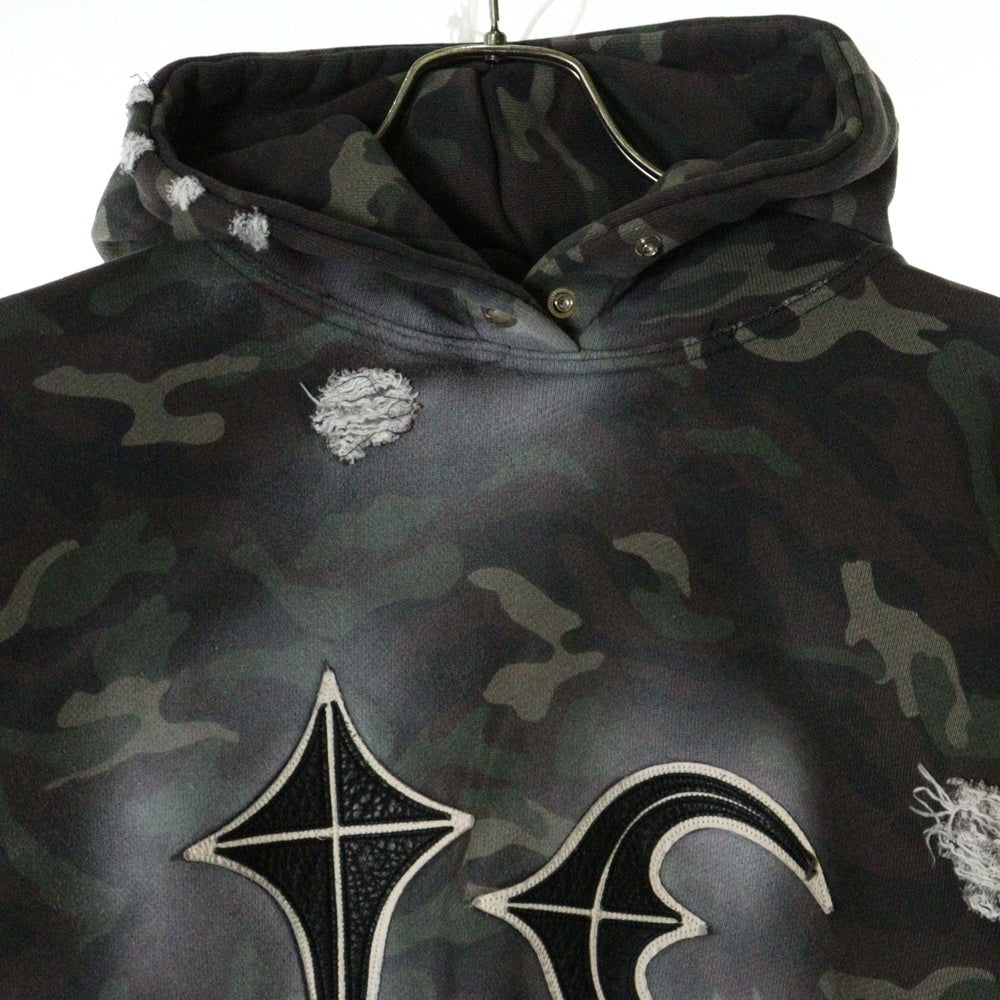 THUG CLUB(サグクラブ) 25SS SPRAYED CAMOFLAGE ROCK HOODIE スプレーカモフラージュロックフーディーパーカー TC25SS0301 カーキ
