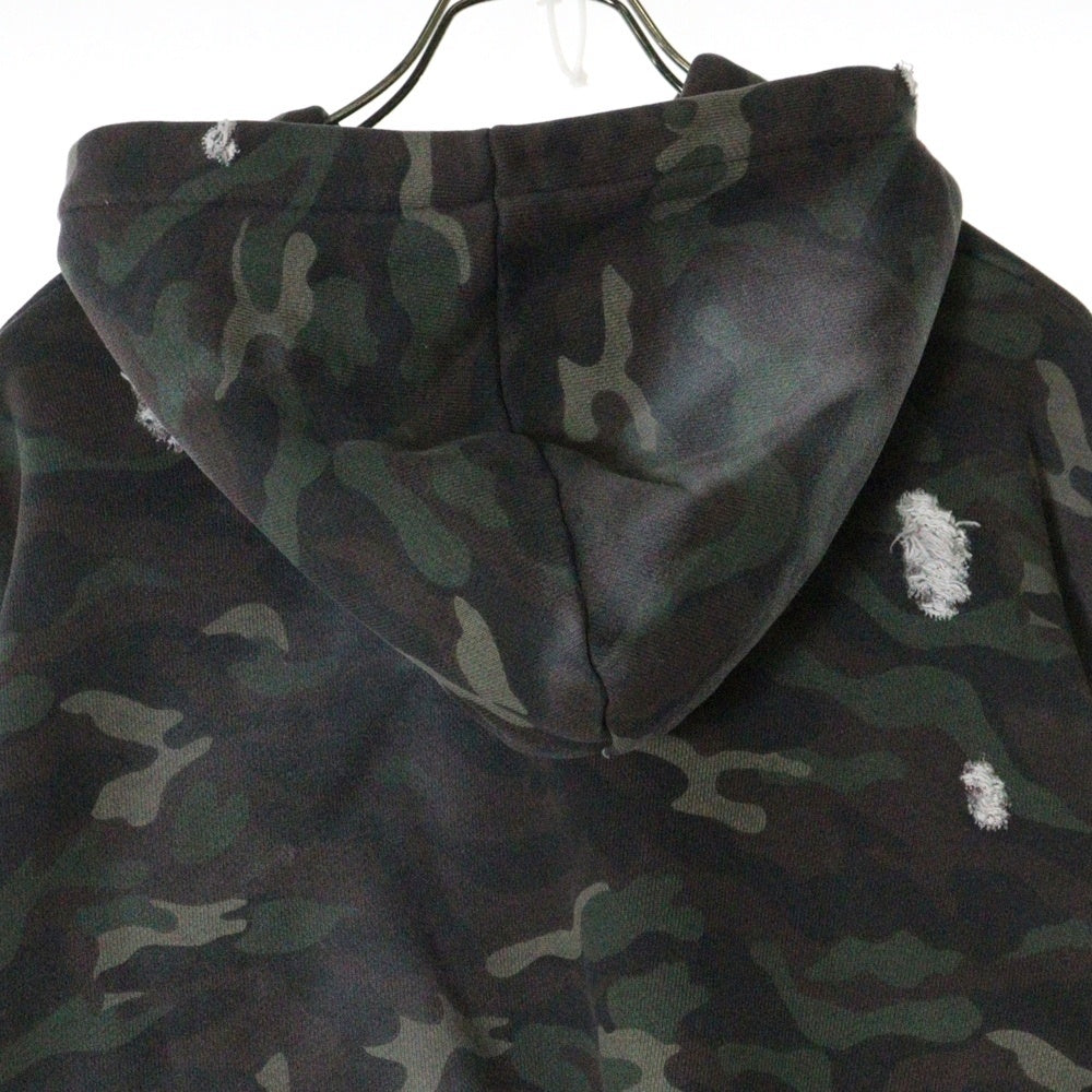 THUG CLUB(サグクラブ) 25SS SPRAYED CAMOFLAGE ROCK HOODIE スプレーカモフラージュロックフーディーパーカー TC25SS0301 カーキ