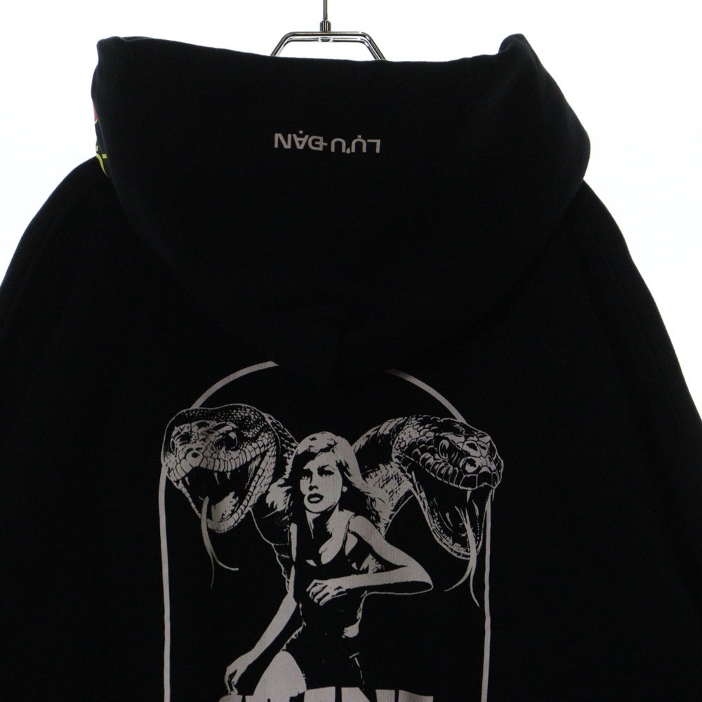 LU'U DAN(ルーダン) 25SS OVERSIZED HOODIE オーバーサイズプルオーバーフーディーパーカー ブラック MT076J_CF