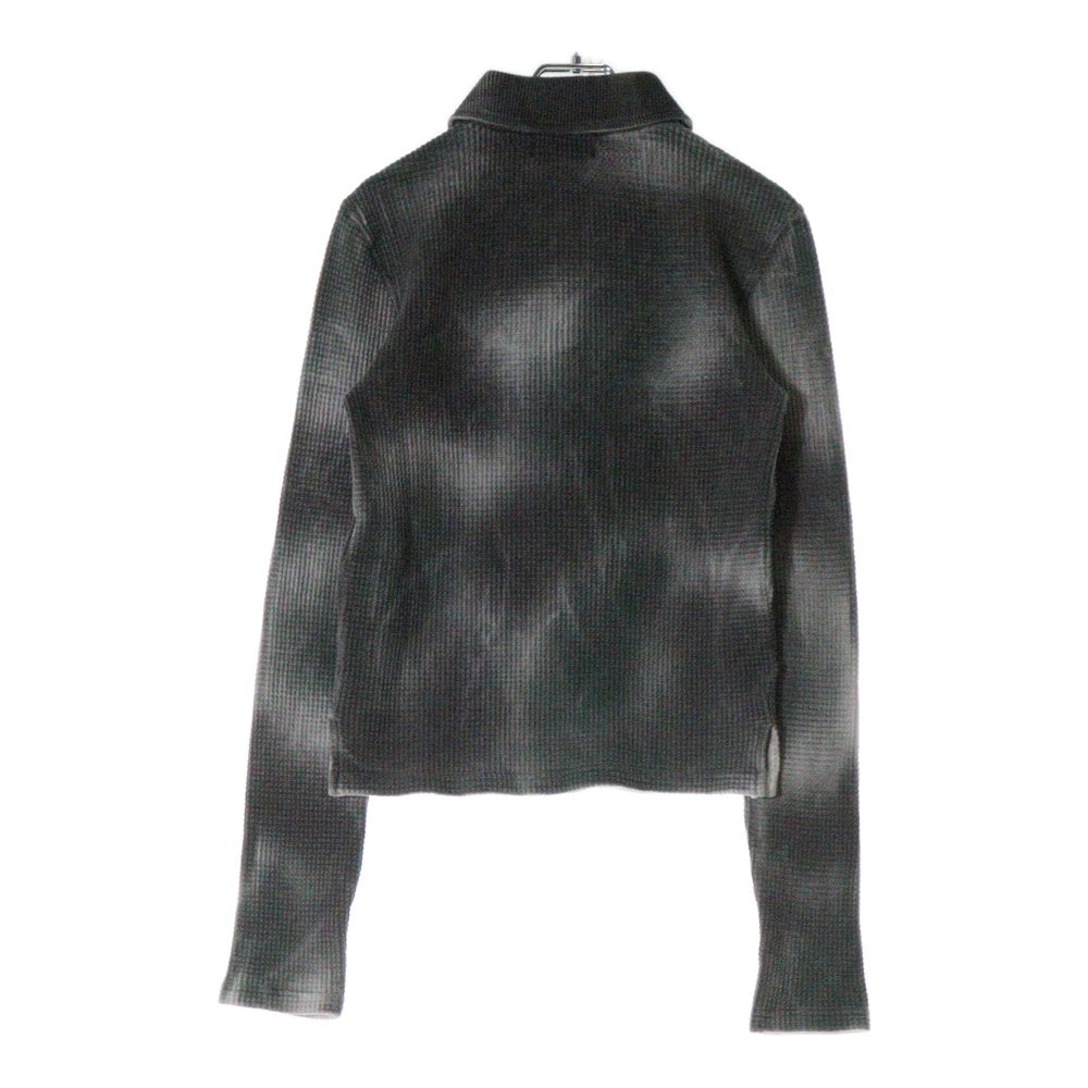 THUG CLUB(サグクラブ) 25SS AMBUSH TC PK W カモフラ柄ワッフル長袖ポロシャツ カーキ レディース TC25TS0601W