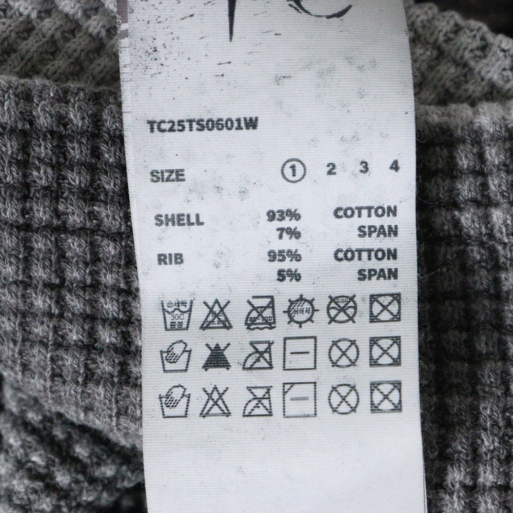 THUG CLUB(サグクラブ) 25SS AMBUSH TC PK W カモフラ柄ワッフル長袖ポロシャツ カーキ レディース TC25TS0601W