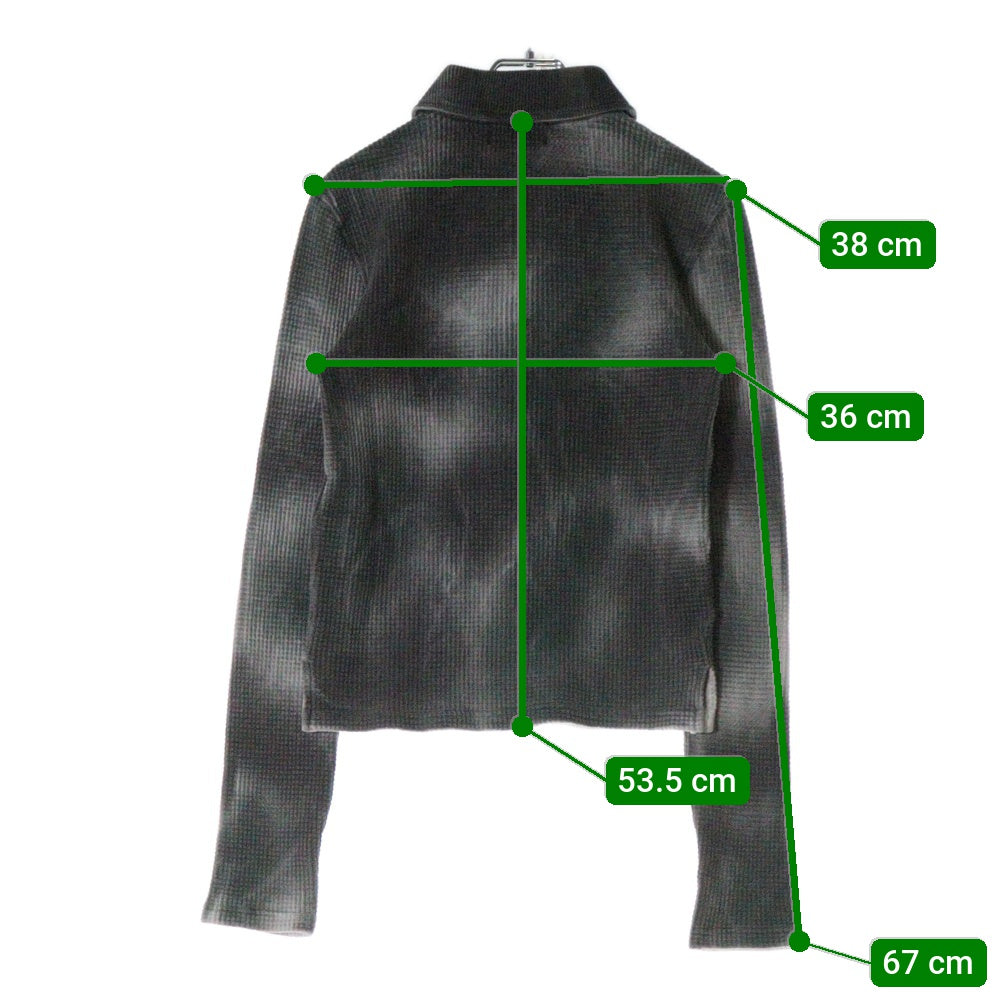 THUG CLUB(サグクラブ) 25SS AMBUSH TC PK W カモフラ柄ワッフル長袖ポロシャツ カーキ レディース TC25TS0601W