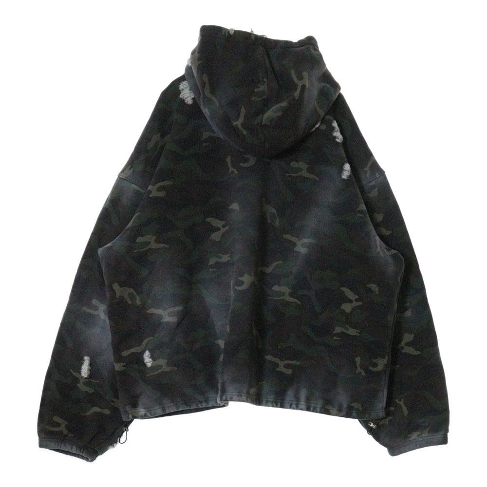THUG CLUB(サグクラブ) 25SS SPRAYED CAMOUFLAGE ROCK HOODIE スプレーカモフラージュロックフーディーパーカー TC25SS0301 カーキ