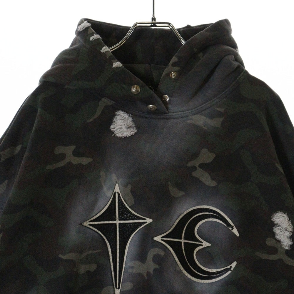 THUG CLUB(サグクラブ) 25SS SPRAYED CAMOUFLAGE ROCK HOODIE スプレーカモフラージュロックフーディーパーカー TC25SS0301 カーキ