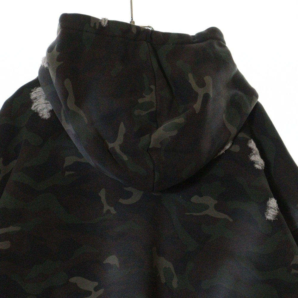 THUG CLUB(サグクラブ) 25SS SPRAYED CAMOUFLAGE ROCK HOODIE スプレーカモフラージュロックフーディーパーカー TC25SS0301 カーキ