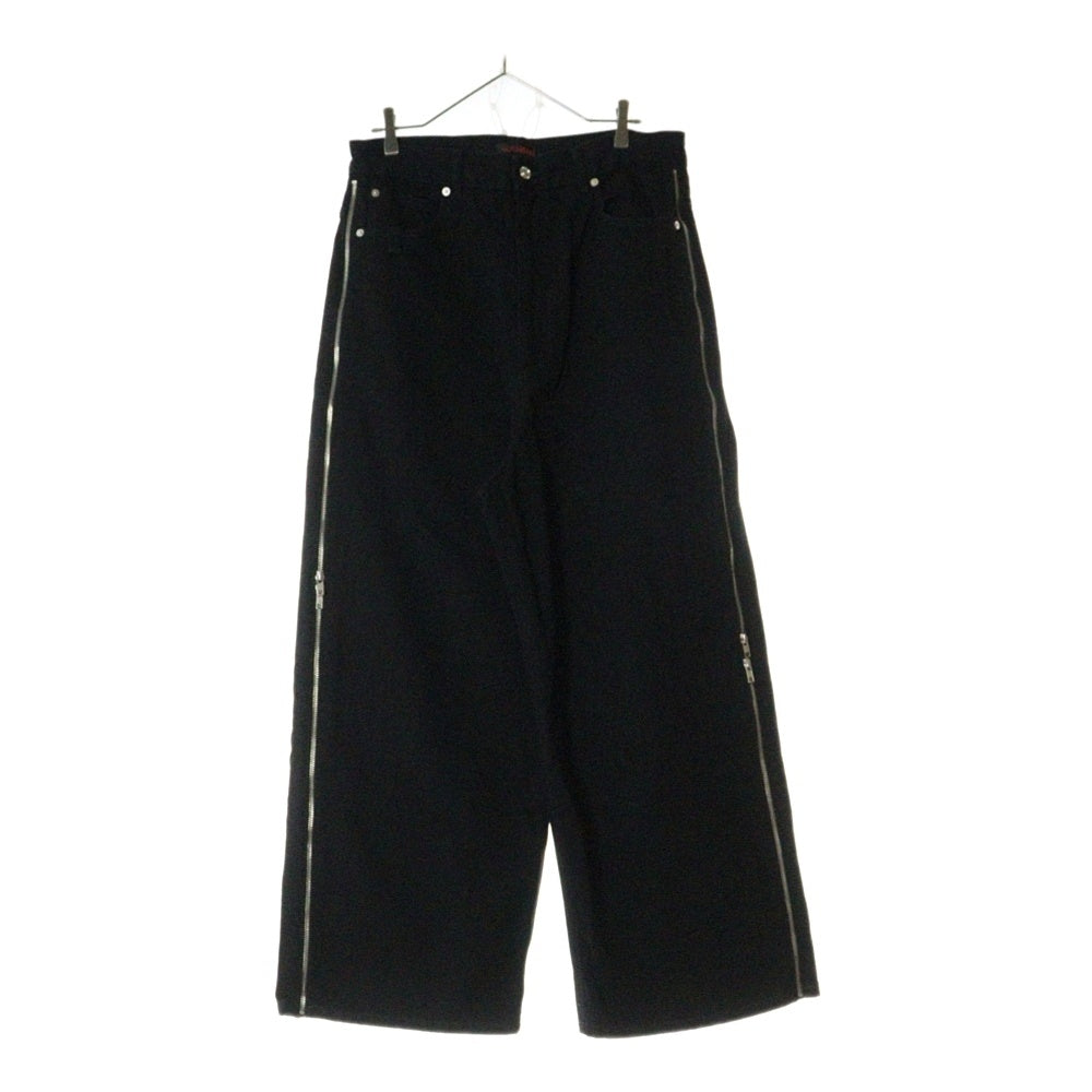 LU'U DAN(ルーダン) 25SS SIDE ZIP JEANS サイドジップデニムワイドパンツ ブラック MP059D_WD