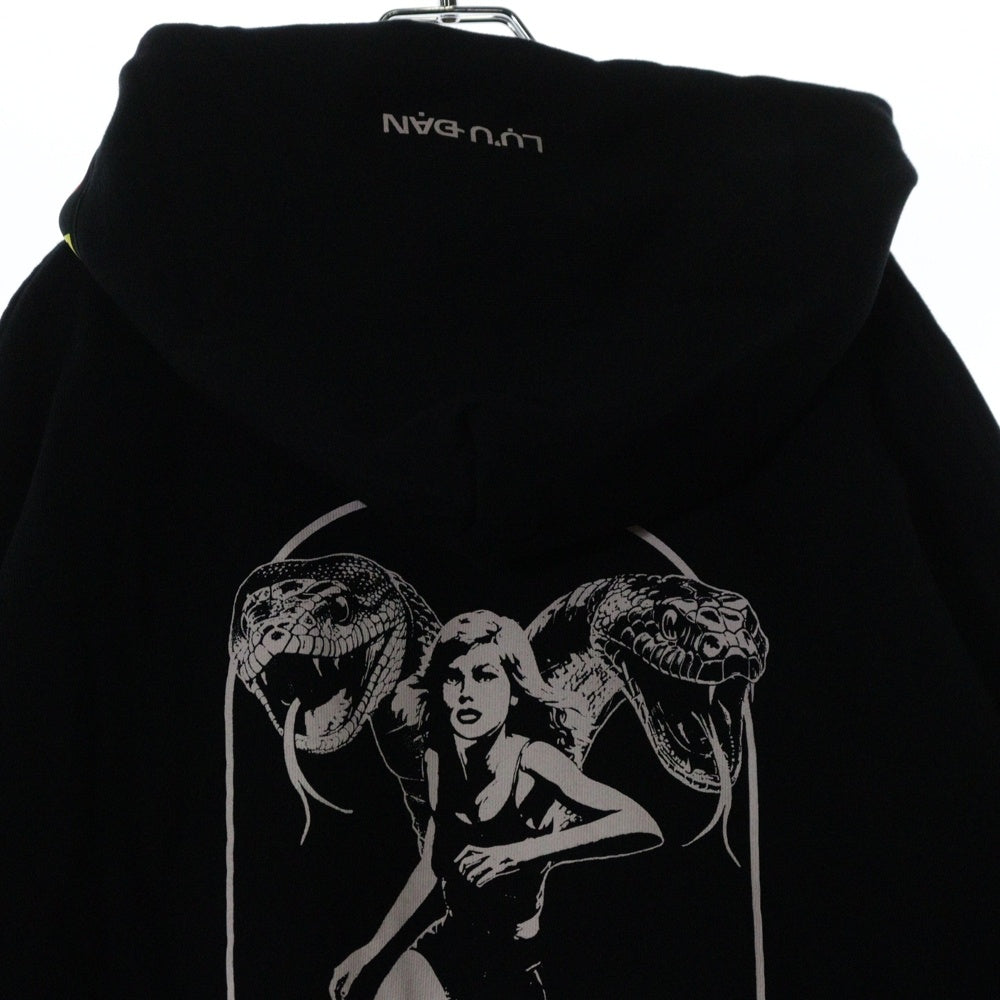 LU'U DAN(ルーダン) 25SS OVERSIZED HOODIE オーバーサイズプルオーバーフーディーパーカー ブラック MT076J_CF