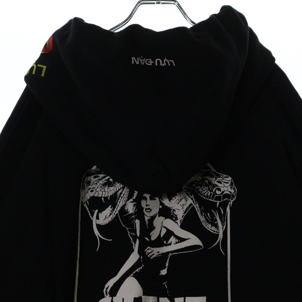 LU'U DAN(ルーダン) 25SS OVERSIZED HOODIE オーバーサイズプルオーバーフーディーパーカー ブラック MT076J_CF