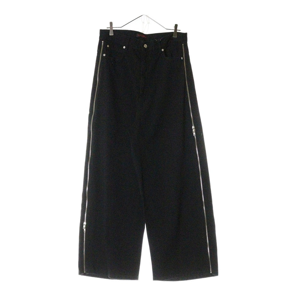 LU'U DAN(ルーダン) 25SS SIDE ZIP JEANS サイドジップデニムワイドパンツ ブラック MP059D_WD