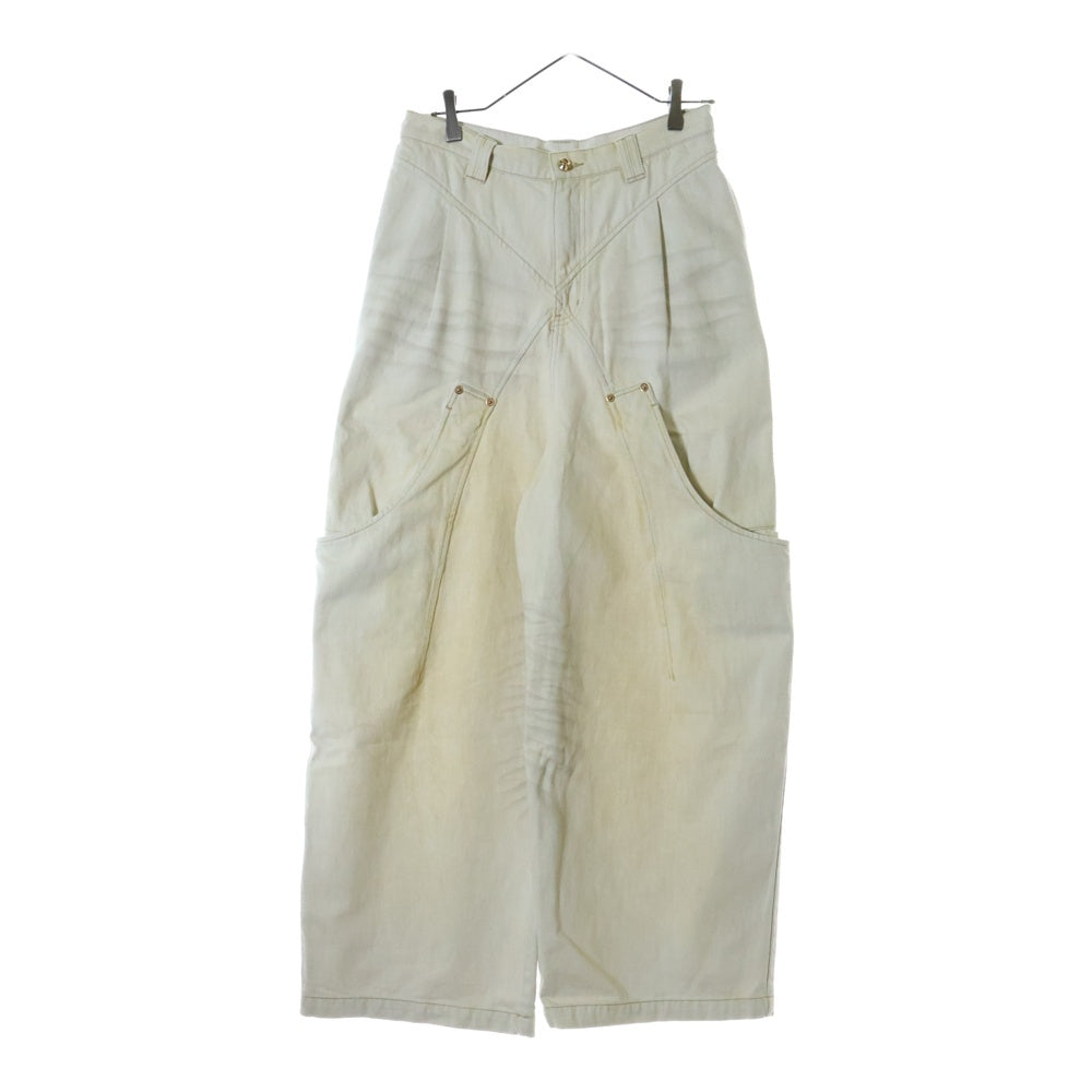 NAMESAKE(ナメサケ) 25SS BILLIE BIBS DEMIN PANTS ビリービブキャンバスワイドパンツ ホワイト N3-SS25-N3-PT-04-WC