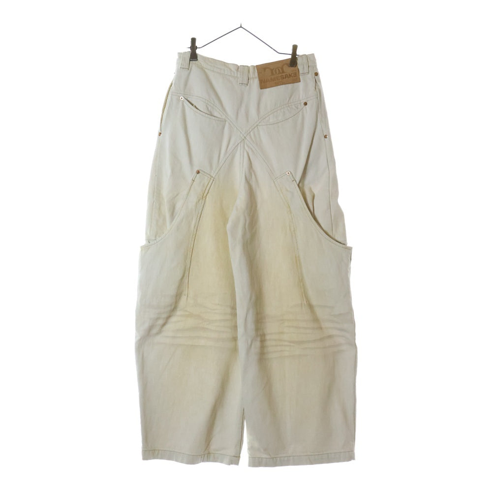 NAMESAKE(ナメサケ) 25SS BILLIE BIBS DEMIN PANTS ビリービブキャンバスワイドパンツ ホワイト N3-SS25-N3-PT-04-WC