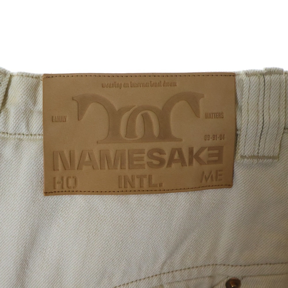 NAMESAKE(ナメサケ) 25SS BILLIE BIBS DEMIN PANTS ビリービブキャンバスワイドパンツ ホワイト N3-SS25-N3-PT-04-WC