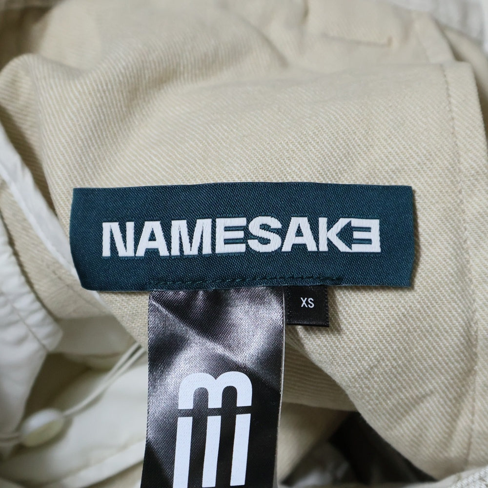 NAMESAKE(ナメサケ) 25SS BILLIE BIBS DEMIN PANTS ビリービブキャンバスワイドパンツ ホワイト N3-SS25-N3-PT-04-WC