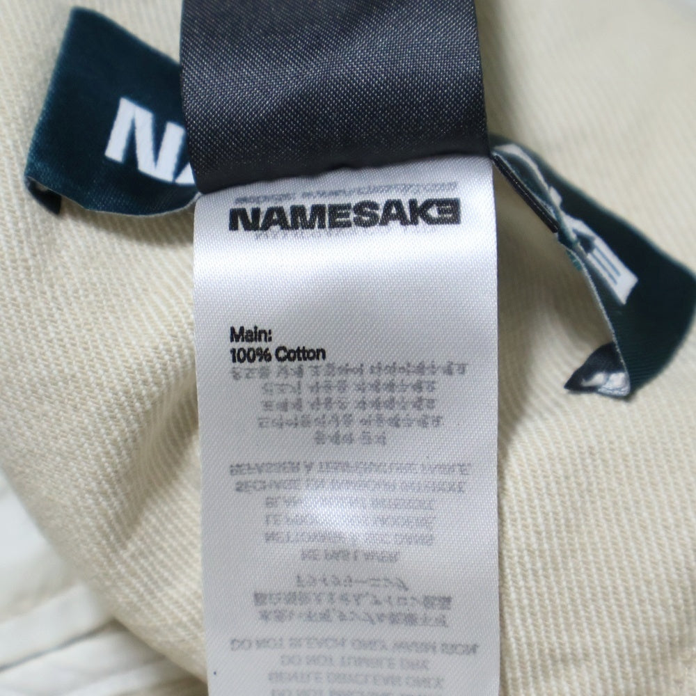 NAMESAKE(ナメサケ) 25SS BILLIE BIBS DEMIN PANTS ビリービブキャンバスワイドパンツ ホワイト N3-SS25-N3-PT-04-WC