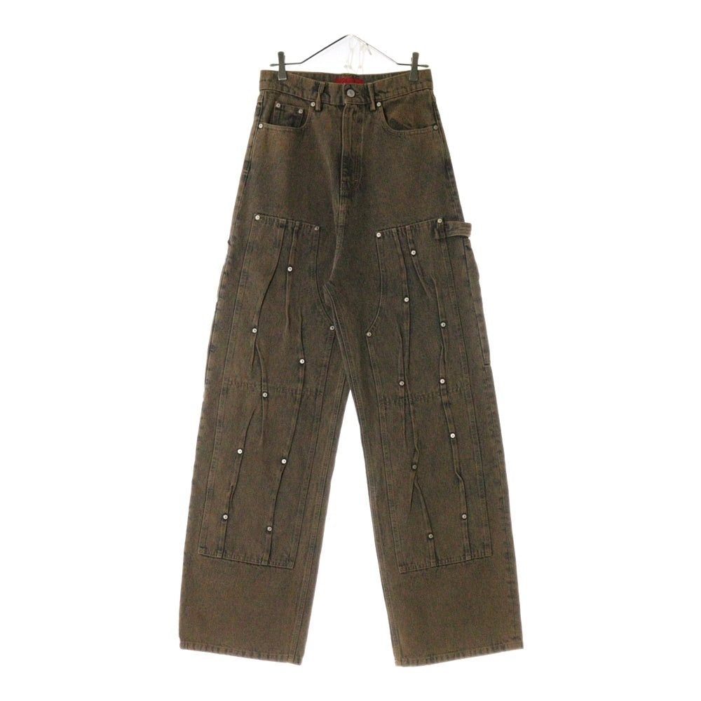 KUSIKOHC(クシコック) 24AW WORKWEAR MULTI RIVET DENIM ワークウェアマルチリベットデニムパンツ ブラウン KUF4MT12BP-TE427