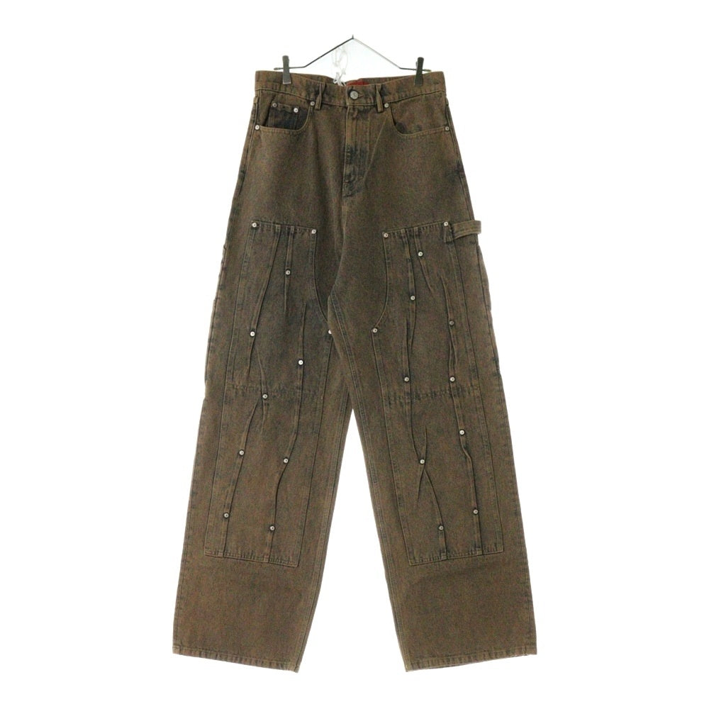 KUSIKOHC(クシコック) 24AW WORKWEAR MULTI RIVET DENIM ワークウェアマルチリベットデニムパンツ ブラウン KUF4MT12BP-TE427