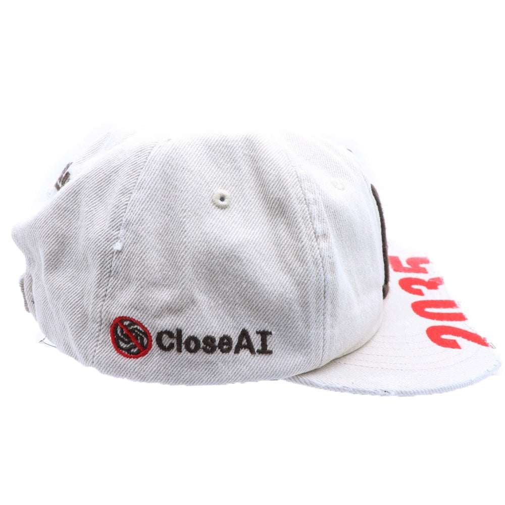 PROJECT G/R(プロジェクトジーアール) 25SS WIDE THROWBACK CAP ペイントダメージ加工キャップ 帽子 PG25SSMA05 ホワイト