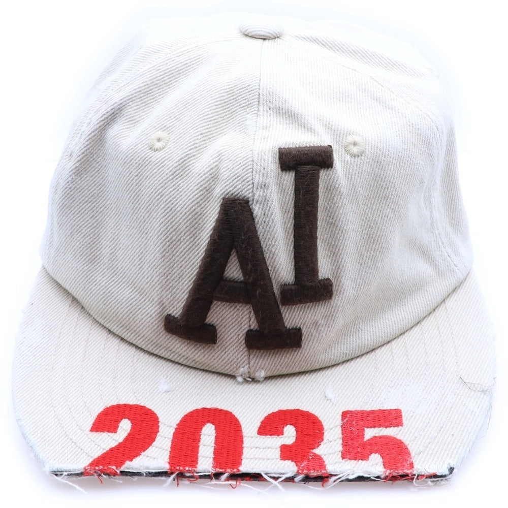 PROJECT G/R(プロジェクトジーアール) 25SS WIDE THROWBACK CAP ペイントダメージ加工キャップ 帽子 PG25SSMA05 ホワイト