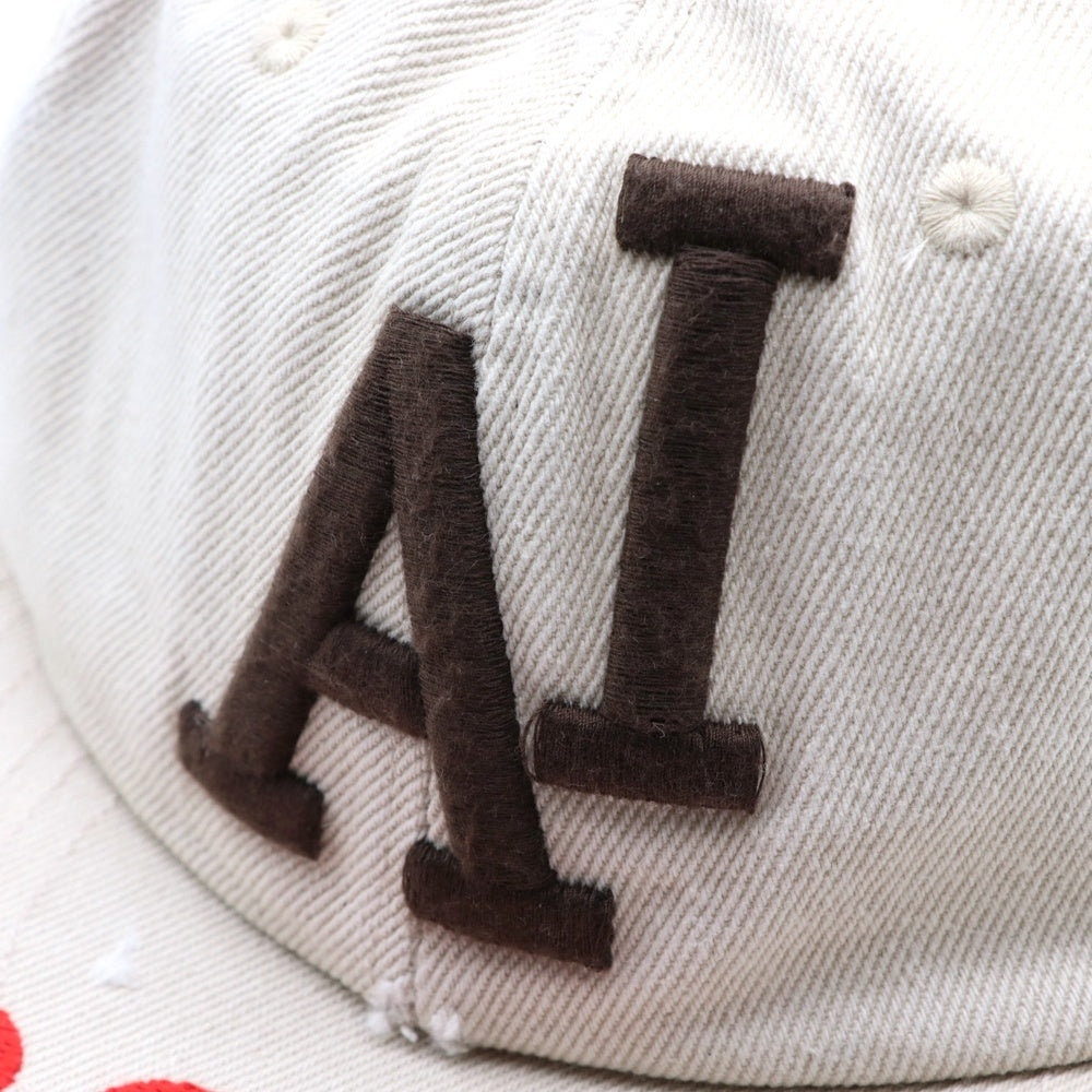 PROJECT G/R(プロジェクトジーアール) 25SS WIDE THROWBACK CAP ペイントダメージ加工キャップ 帽子 PG25SSMA05 ホワイト