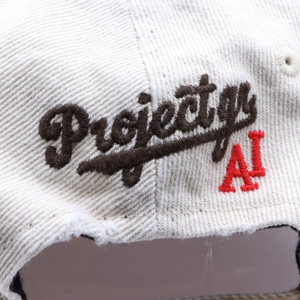PROJECT G/R(プロジェクトジーアール) 25SS WIDE THROWBACK CAP ペイントダメージ加工キャップ 帽子 PG25SSMA05 ホワイト