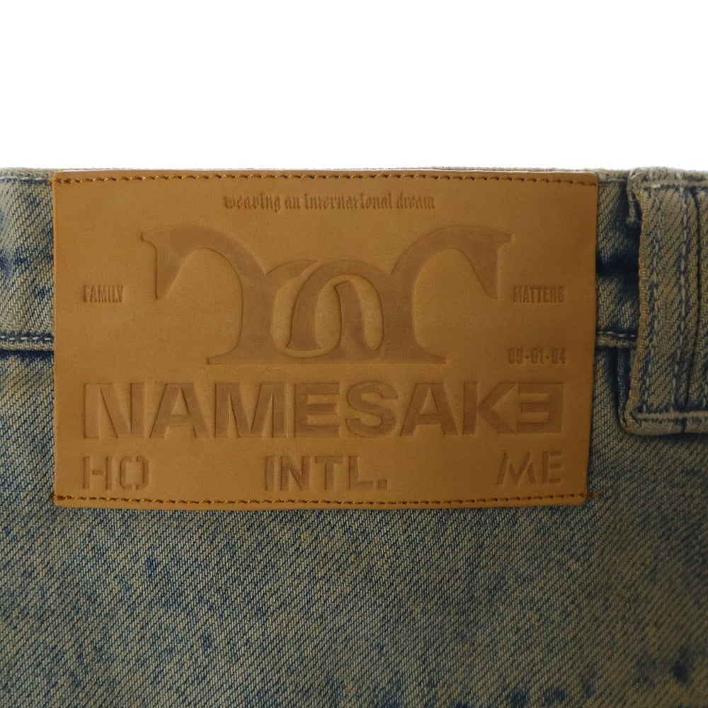 NAMESAKE(ナメサケ) 25SS BILLIE BIBS DEMIN PANTS ビリービブデニムワイドパンツ インディゴブルー N3-SS25-N3-PT-04-PI