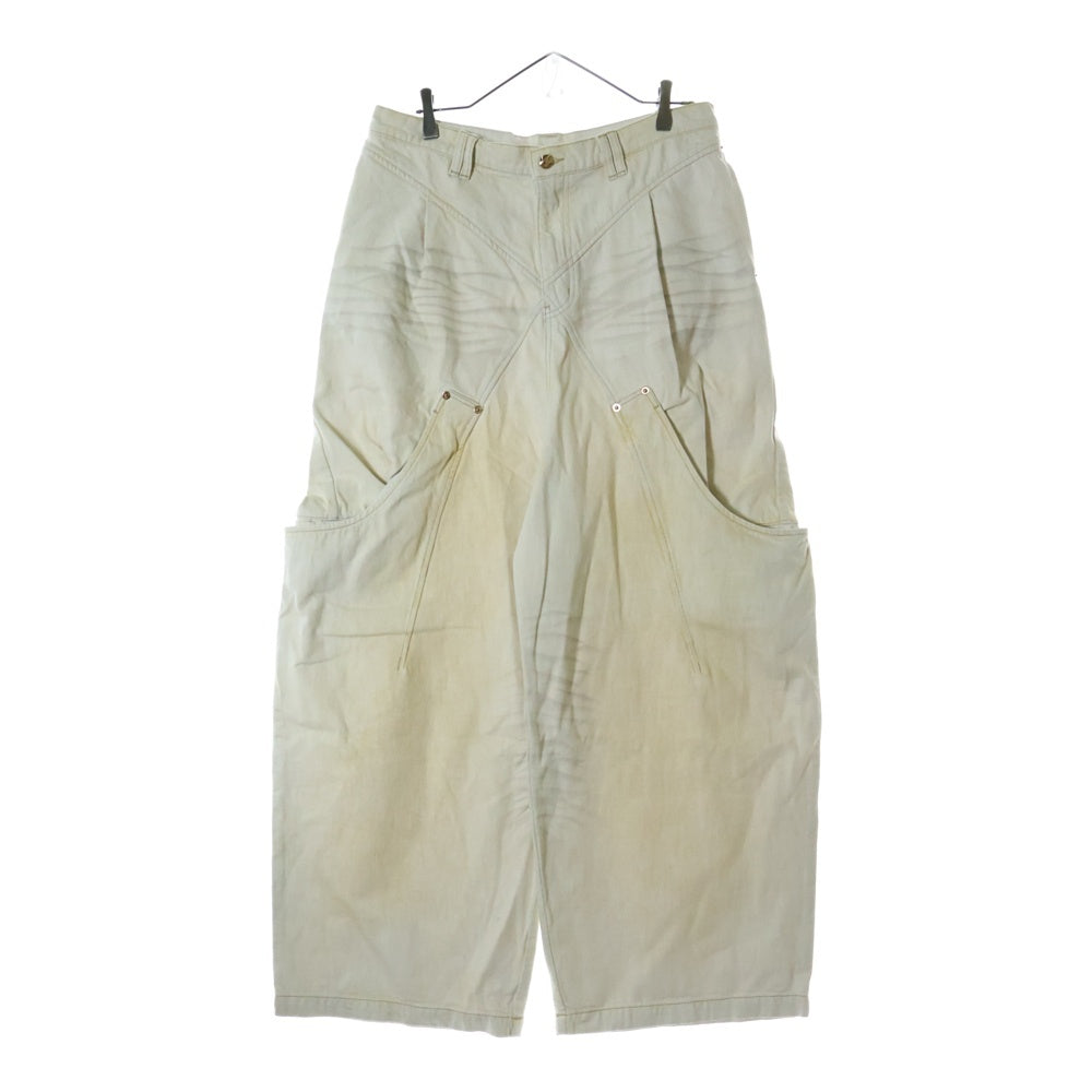 NAMESAKE(ナメサケ) 25SS BILLIE BIBS DEMIN PANTS ビリービブキャンバスワイドパンツ ホワイト N3-SS25-N3-PT-04-WC