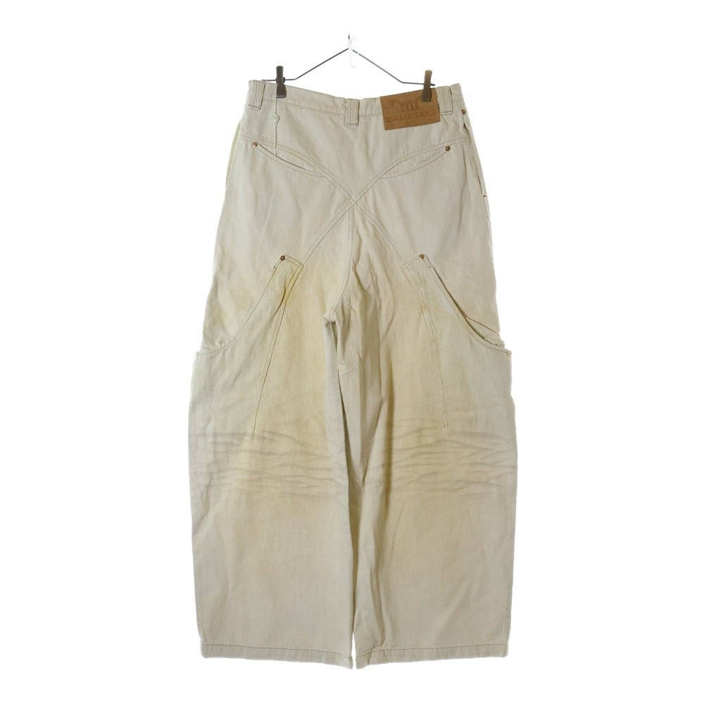 NAMESAKE(ナメサケ) 25SS BILLIE BIBS DEMIN PANTS ビリービブキャンバスワイドパンツ ホワイト N3-SS25-N3-PT-04-WC