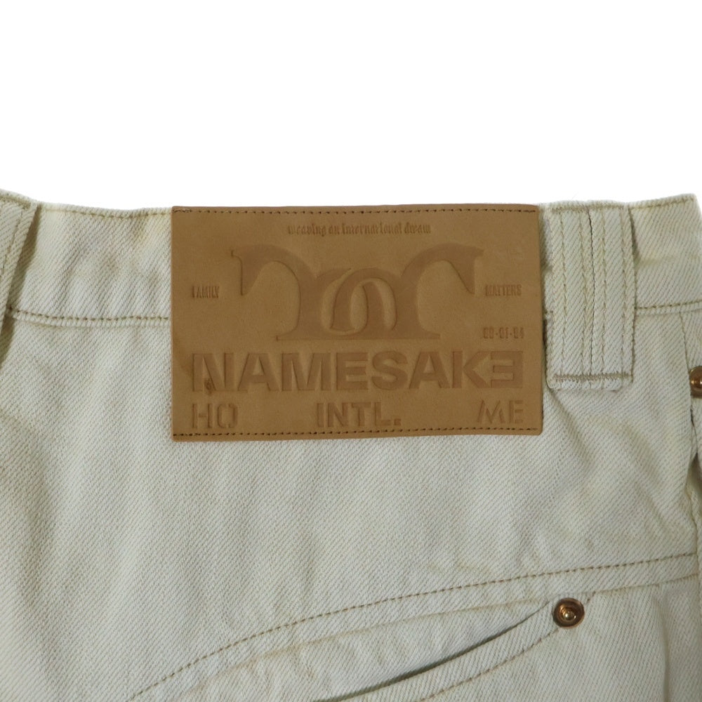 NAMESAKE(ナメサケ) 25SS BILLIE BIBS DEMIN PANTS ビリービブキャンバスワイドパンツ ホワイト N3-SS25-N3-PT-04-WC