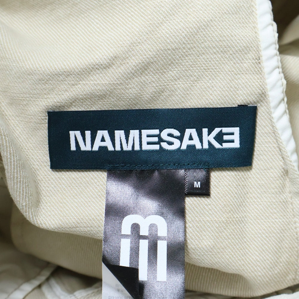 NAMESAKE(ナメサケ) 25SS BILLIE BIBS DEMIN PANTS ビリービブキャンバスワイドパンツ ホワイト N3-SS25-N3-PT-04-WC