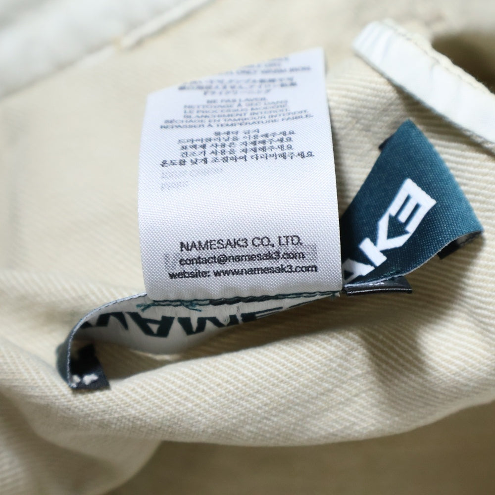 NAMESAKE(ナメサケ) 25SS BILLIE BIBS DEMIN PANTS ビリービブキャンバスワイドパンツ ホワイト N3-SS25-N3-PT-04-WC