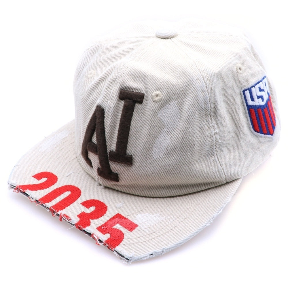 PROJECT G/R(プロジェクトジーアール) 25SS WIDE THROWBACK CAP ペイントダメージ加工キャップ 帽子 PG25SSMA05 ホワイト