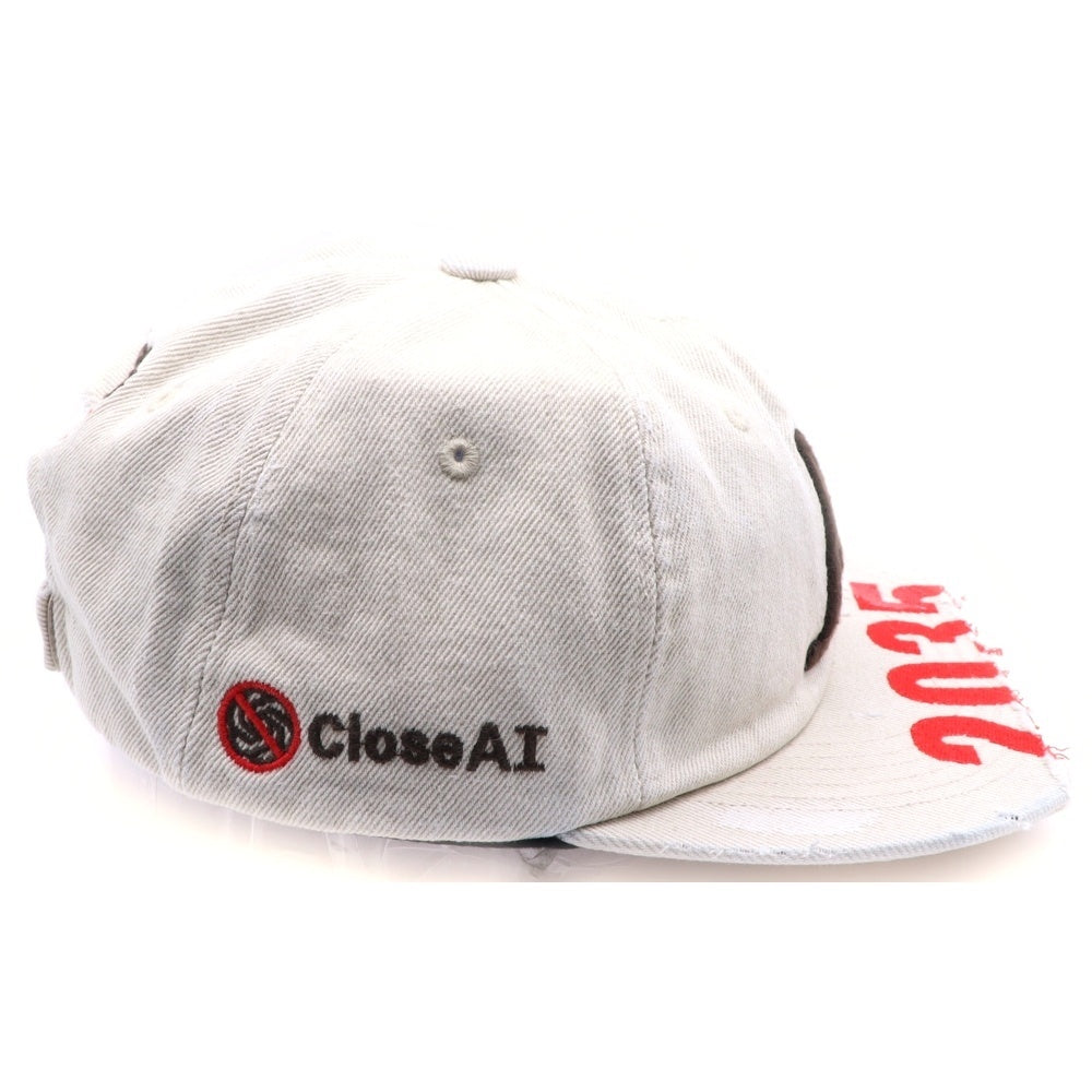 PROJECT G/R(プロジェクトジーアール) 25SS WIDE THROWBACK CAP ペイントダメージ加工キャップ 帽子 PG25SSMA05 ホワイト