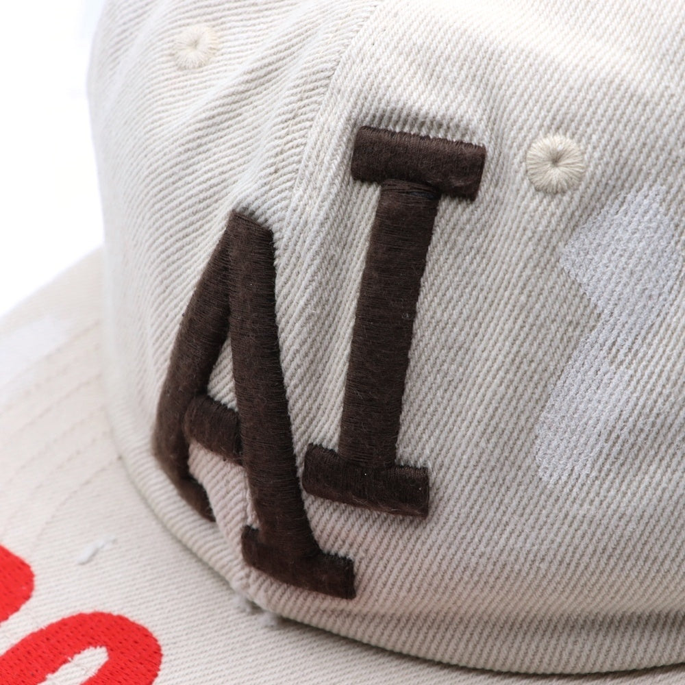 PROJECT G/R(プロジェクトジーアール) 25SS WIDE THROWBACK CAP ペイントダメージ加工キャップ 帽子 PG25SSMA05 ホワイト