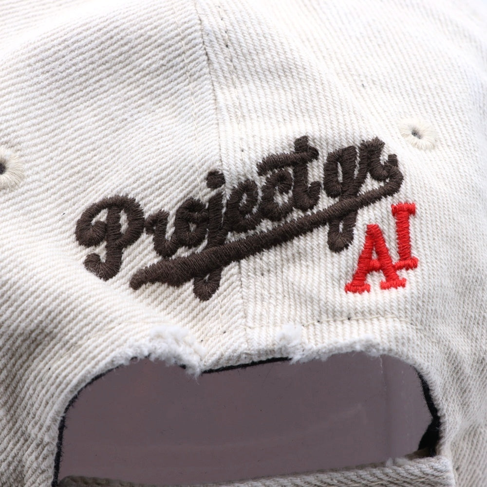 PROJECT G/R(プロジェクトジーアール) 25SS WIDE THROWBACK CAP ペイントダメージ加工キャップ 帽子 PG25SSMA05 ホワイト