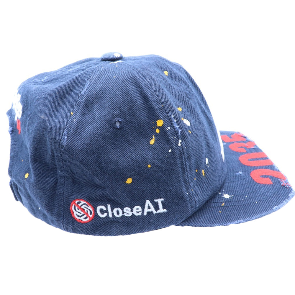 PROJECT G/R(プロジェクトジーアール) 25SS WIDE THROWBACK CAP ペイントダメージ加工キャップ 帽子 PG25SSMA05 ネイビー