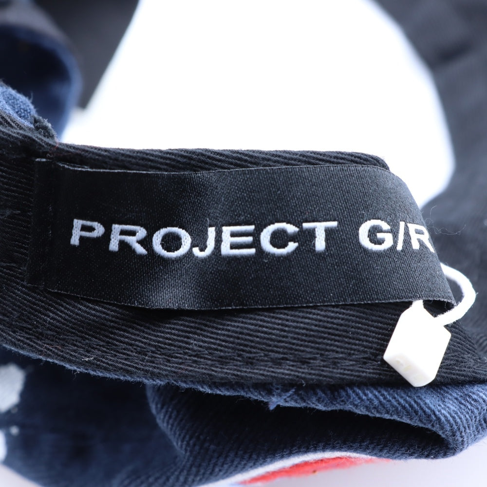 PROJECT G/R(プロジェクトジーアール) 25SS WIDE THROWBACK CAP ペイントダメージ加工キャップ 帽子 PG25SSMA05 ネイビー