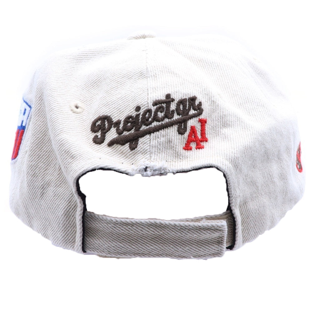 PROJECT G/R(プロジェクトジーアール) 25SS WIDE THROWBACK CAP ペイントダメージ加工キャップ 帽子 PG25SSMA05 ホワイト