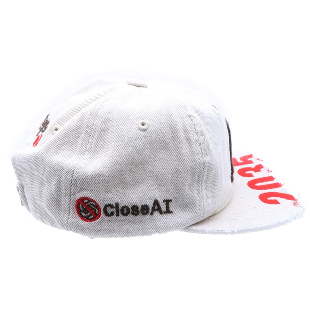 PROJECT G/R(プロジェクトジーアール) 25SS WIDE THROWBACK CAP ペイントダメージ加工キャップ 帽子 PG25SSMA05 ホワイト