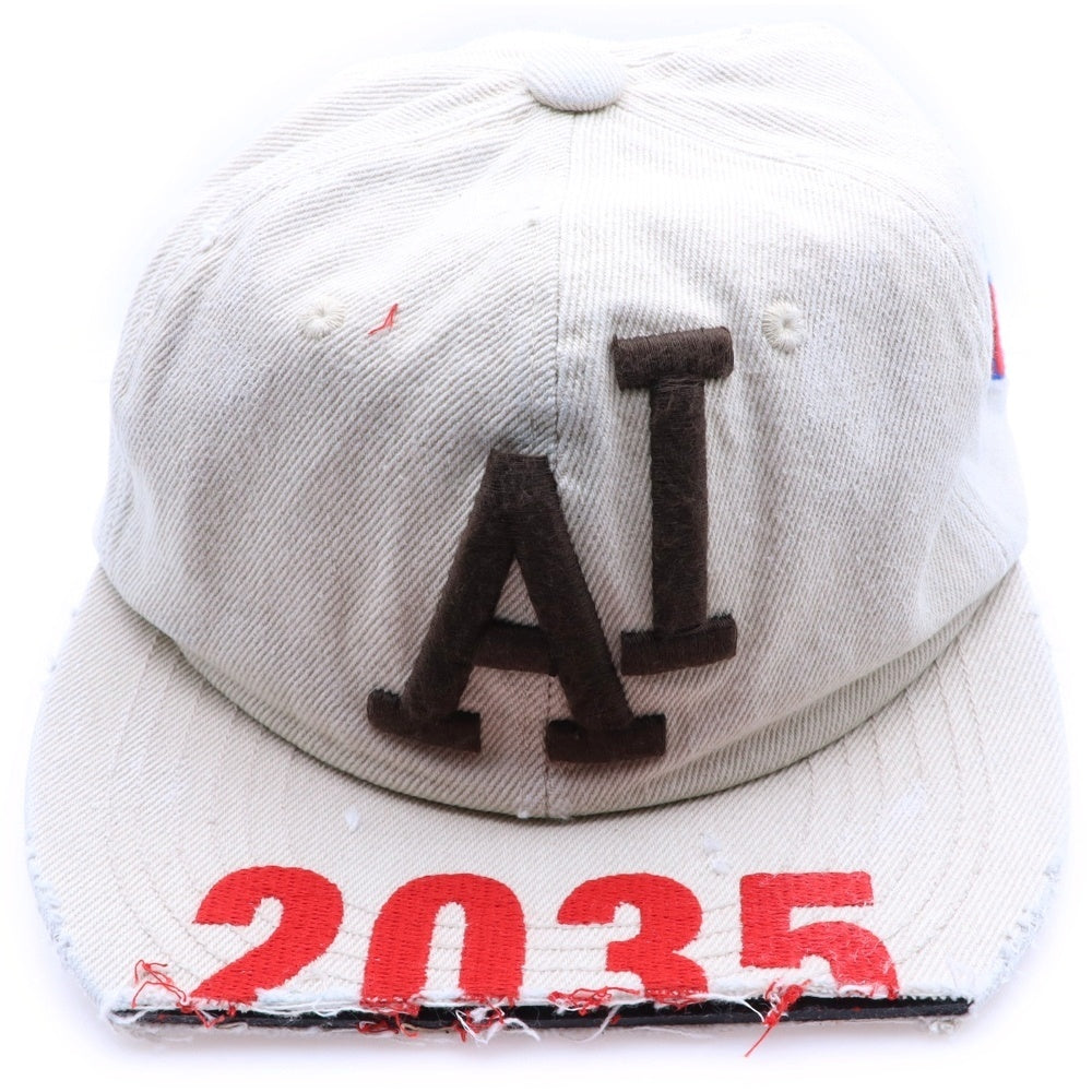 PROJECT G/R(プロジェクトジーアール) 25SS WIDE THROWBACK CAP ペイントダメージ加工キャップ 帽子 PG25SSMA05 ホワイト
