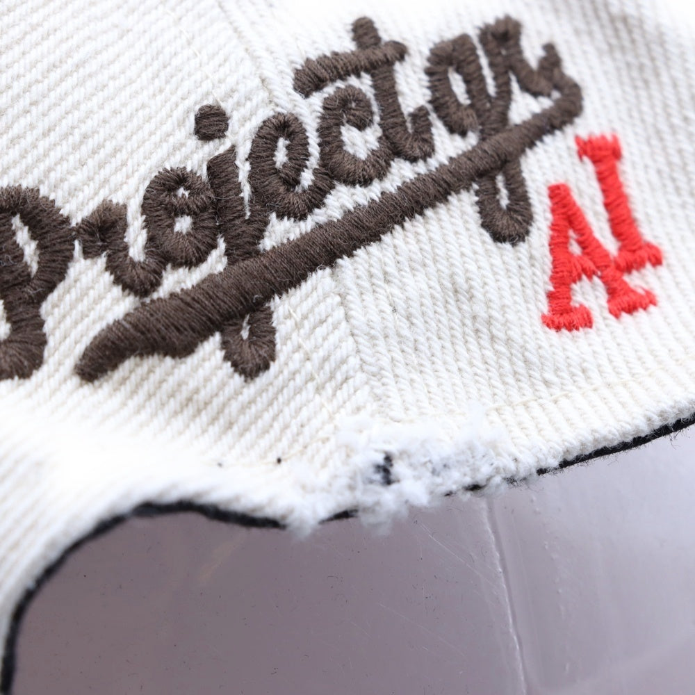 PROJECT G/R(プロジェクトジーアール) 25SS WIDE THROWBACK CAP ペイントダメージ加工キャップ 帽子 PG25SSMA05 ホワイト