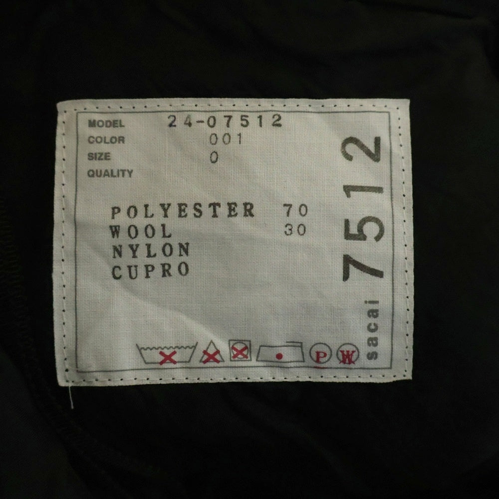 Sacai(サカイ) 24AW スーチングナイロンツイルパンツ 24-07512 ブラック レディース
